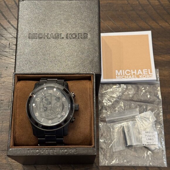 Michael Kors MK8157 Blacked Out Runway Chronograph Men's Watch - Picture 2 of 11